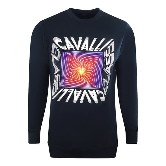 Cavalli Class asymmetrisch boxontwerp marineblauw sweatshirt - Image 1
