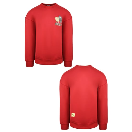 Puma x Michael Lau Long Sleeve Crew Neck Red Mens Graphic Sweatshirt 530358 22