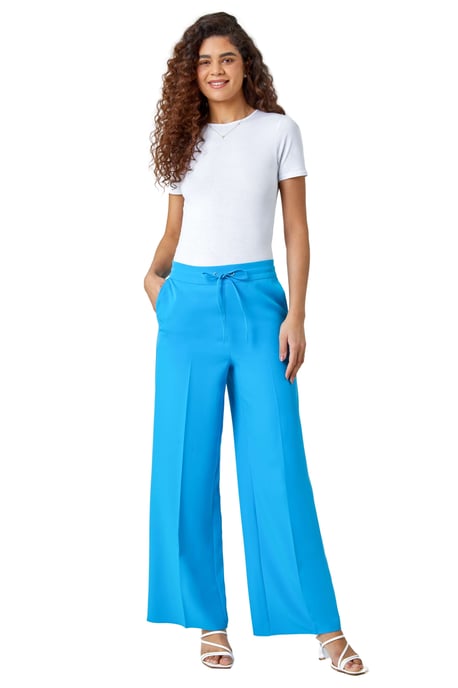 Wide Leg Elastic Waist Tie Front Trouser
