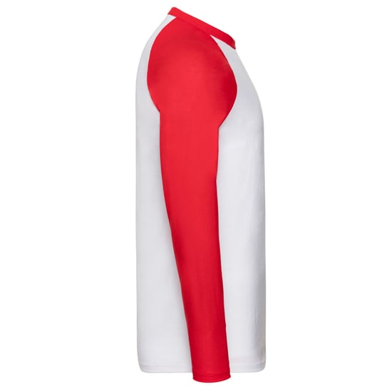 Fruit of the Loom Heren Contrast Honkbal T-shirt met lange mouwen (Wit/rood) - Image 3