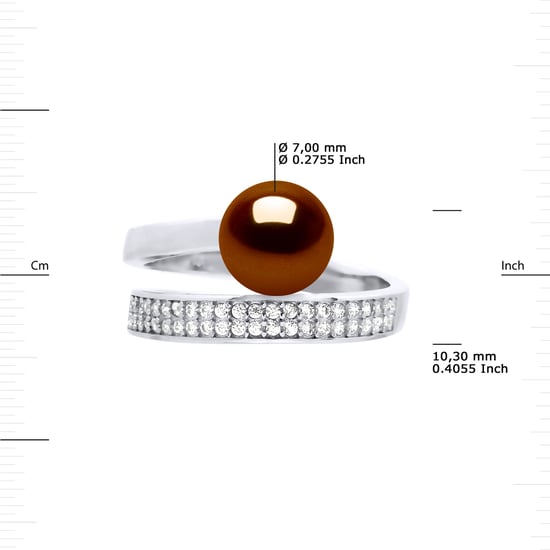 Ring Rush Adjustable Round Freshwater Pearl Jewelry 7-8mm Chocolate 925