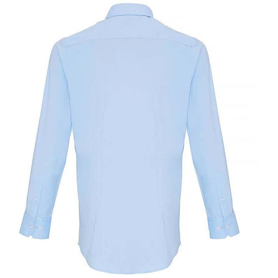 Premier Heren Rekken Pasvorm Popeline Lange Mouwen Shirt (Lichtblauw) - Image 2