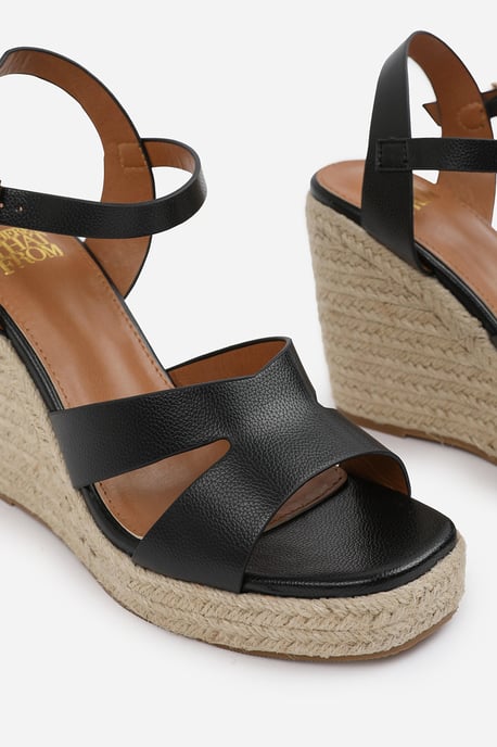 Wheres That From Womens 'Jaime' Wide Fit Cut Out Strap Detail Wedge Shoes With Buckle Closure