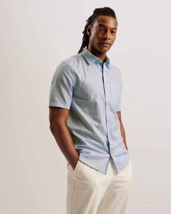 Ted Baker Palomas Heren Korte Mouwen Linnen Shirt - Image 1