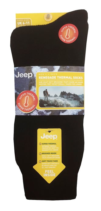 Heren Thermische Buitensokken voor de Winter | Jeep | Warme Zware Sokken | Ideaal voor Wandelen - Zwart - Image 2