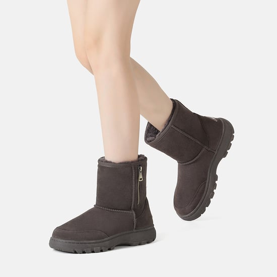 EVER AU Women Starling Zipper Short Boots - Chocolate