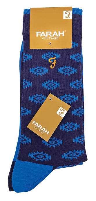 Farah - 2 Paar Heren Retro Katoen Rijke Luxe Formele Dress Sokken met Fonkelende Patronen - FVS010PUR - Image 2