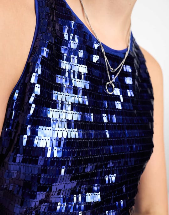 Forever New shard sequin midi dress in cobalt-Blue