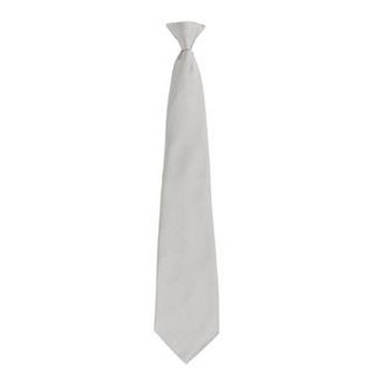 Premier Herenmode "Kleuren" Work Clip On Tie (Zilver) - Image 1