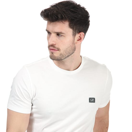 Men's C.P. Company Small Stitch Block Logo T-Shirt in Beige