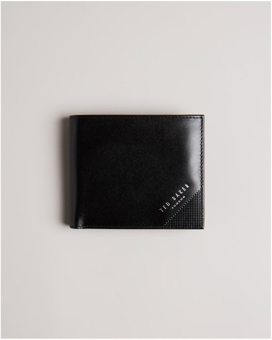 Ted Baker Prugs Heren Gegraveerde Hoek Leren Bifold Munt Portemonnee - Image 1