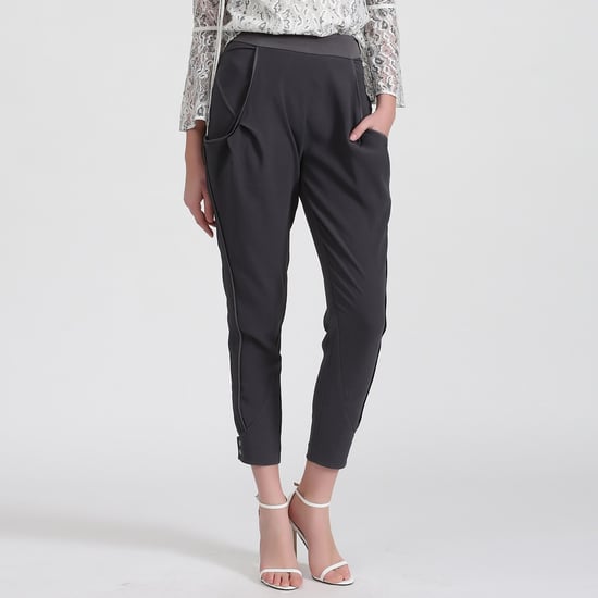 Bi-materiaal taps toelopende broek - Image 1