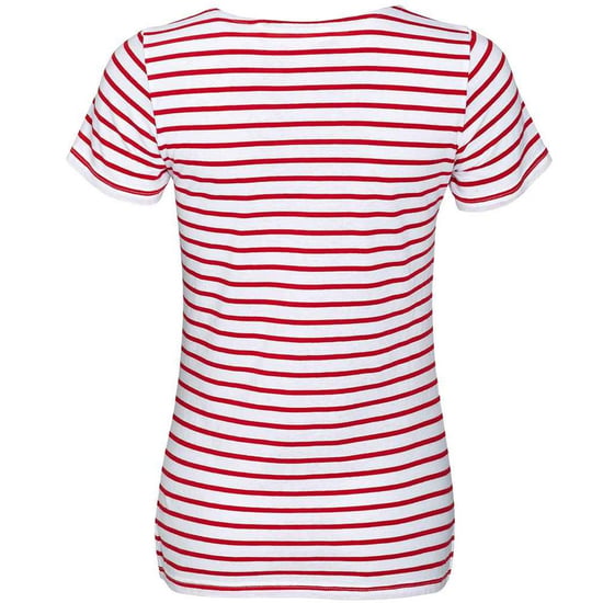 SOLS Dames/Dames Miles Gestreept Rond Hals T-shirt (Wit/rood) - Image 2