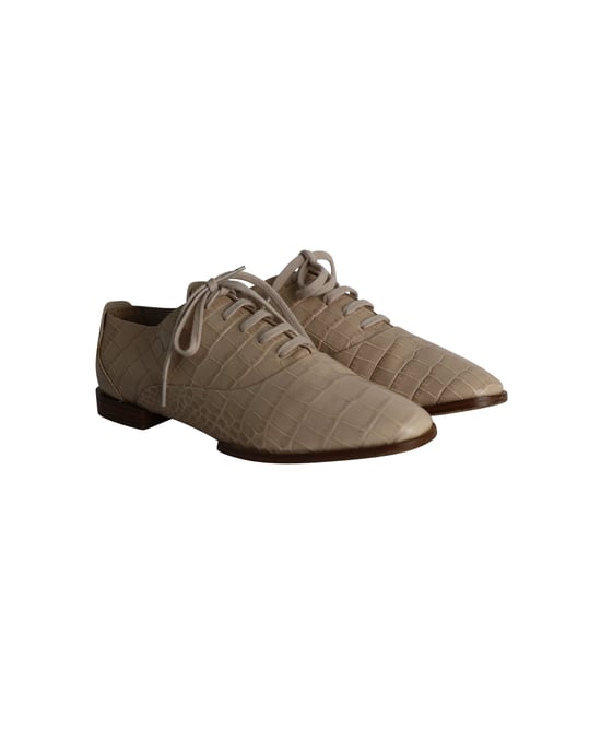 Alexander Wang Ingrid Croc-Embossed Oxfords in Beige Kalfsleer - Image 3
