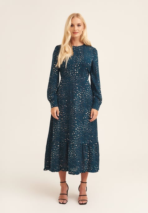 Maxi-jurk met luipaardprint en lange mouwen - Image 1