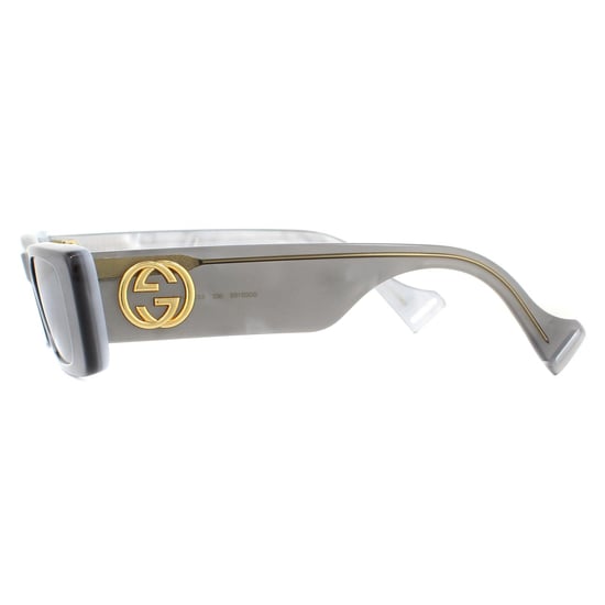 Gucci Rectangle Womens Grey Silver Sunglasses