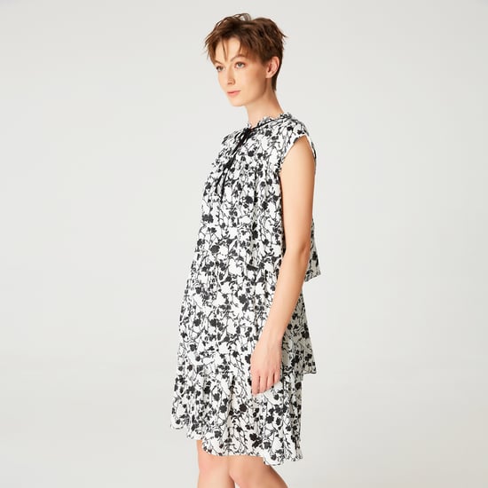 Korte jurk met ruches en bloemenprint - Image 3