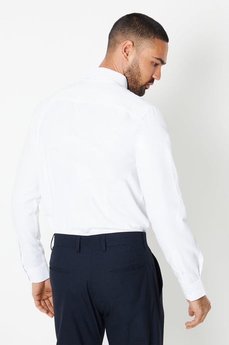 Slim Fit Long Sleeve Herringbone Shirt - Image 3