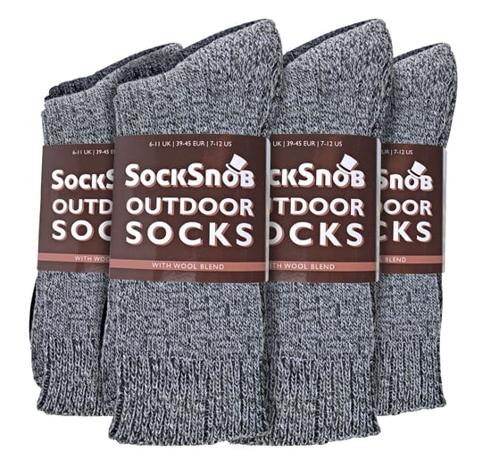 Sock Snob - 12 Paar Heren Wollen Wandelsokken - Grijs - Image 2