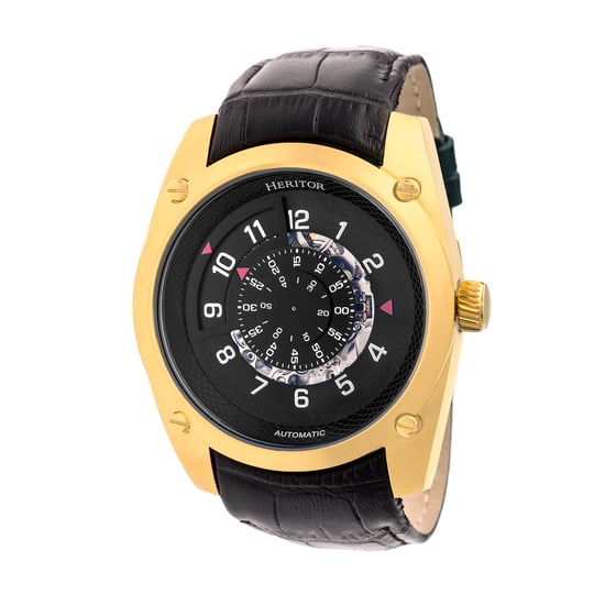 Heritor Automatic Daniels Semi-Skeleton Leather-Band Watch
