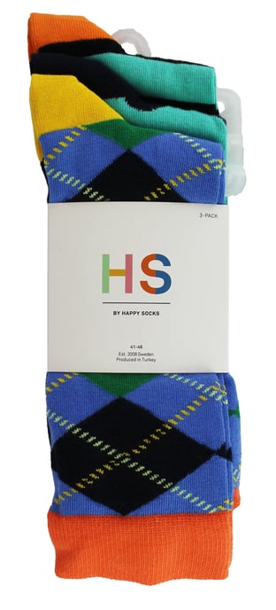 HS by Happy Socks - Heren 3-Pack Leuke Novelty Dress Socks - Ruit (Blauw) - Image 2