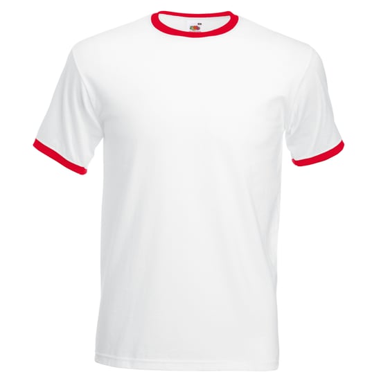 Fruit Of The Loom Heren Ringer T-shirt met korte mouwen (Wit/Rood) - Image 1