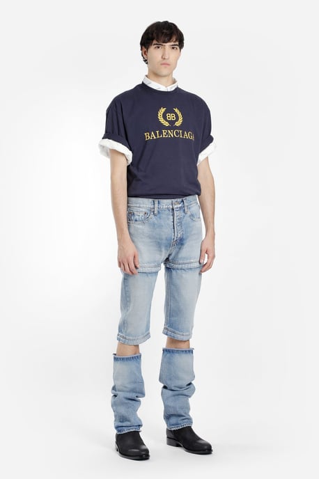 Balenciaga Classic BB Logo Oversized T-Shirt Navy