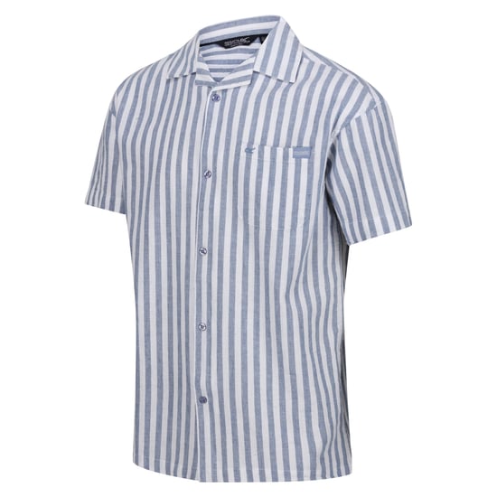 Regatta Mens Shorebay II Stripe Short-Sleeved Shirt (Coronet Blue/White)