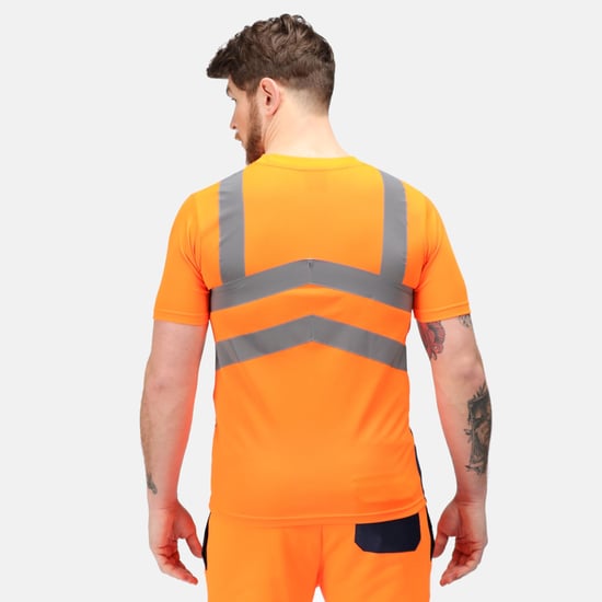 Regatta Mens Pro High-Vis Short-Sleeved T-Shirt (Orange/Navy)