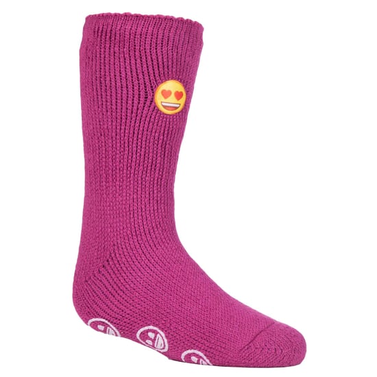 Heat Holders Karakter thermo pantoffelsokken voor kinderen - Emoji Hartgezicht - Image 1