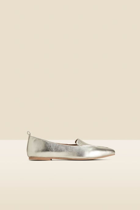 Gold Pointed Toe Loafers