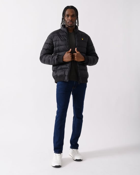 Lyle & Scott trechterhals gewatteerd gitzwart jack - Image 3