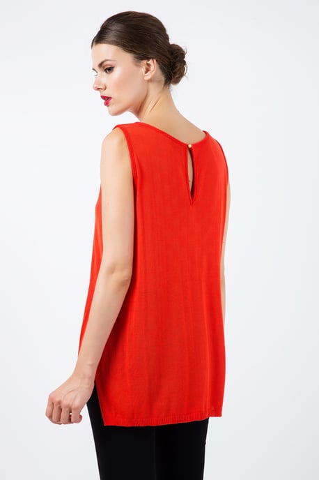 Sleeveless Knit Top with Uneven Hemline