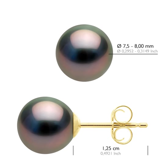 Oorbellen Geel Goud 375 - Echte Gecultiveerde Tahiti Parels Semi Rond 7,5-8 mm - Image 2