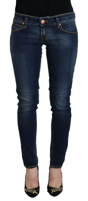 Acht Blauwe Katoenen Lage Taille Skinny Dames Casual Jeans - Image 1