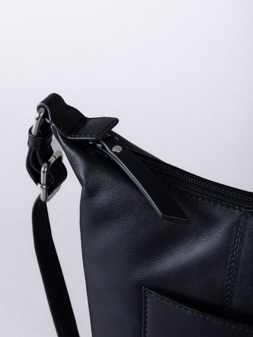 Talkin Medium Leather Cross Body Bag in Black - Image 4