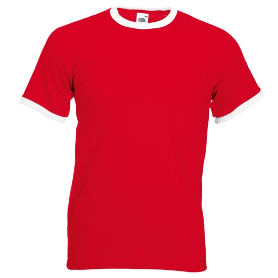 Fruit Of The Loom Heren Ringer T-shirt met korte mouwen (Rood/Wit) - Image 1