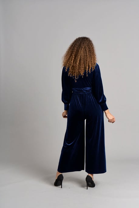 Ava Velvet Jumpsuit - Blue