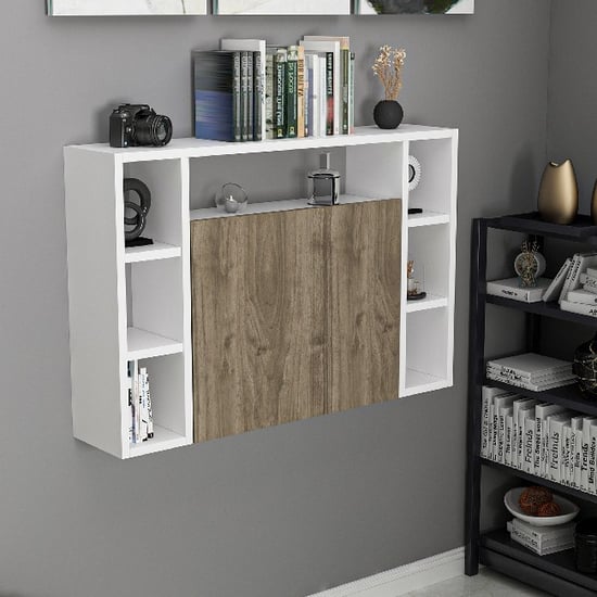 HOMEMANIA Omega Desk, in White, Walnut