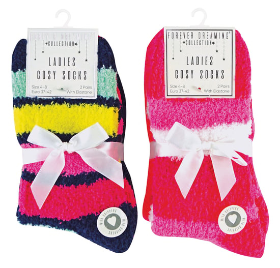 Sock Snob - 4 Paar Dames Gezellige Thermische Bed Sokken met Antislip Grips - Stripe 1 - Image 2