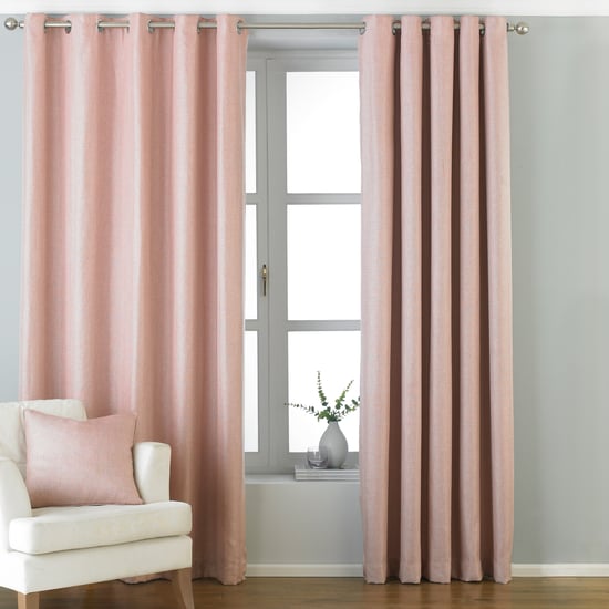 Atlantic Twill Woven Eyelet Curtains in Blush