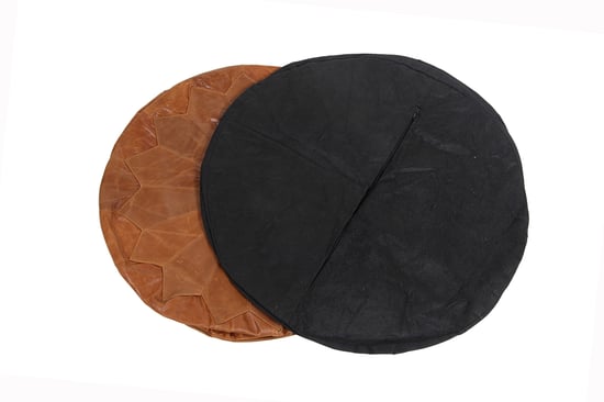 Woodland Leather Tan Morrocon Style Pouffe 17.5" Diam - Image 3