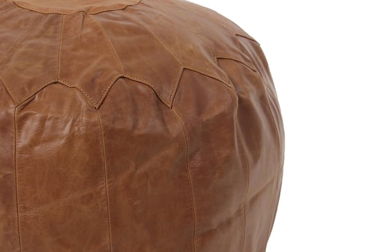 Woodland Leather Tan Morrocon Style Pouffe 17.5" Diam - Image 4