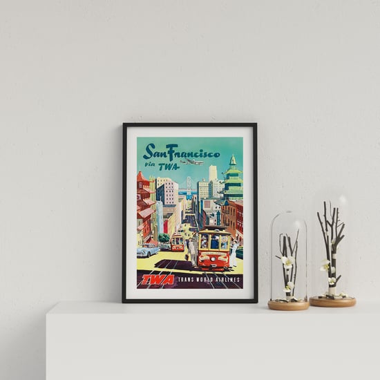 Vintage Travel Poster TWA San Francisco - Black frame