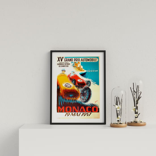 Retro Motor Racing Monaco GP 1957 - Black frame