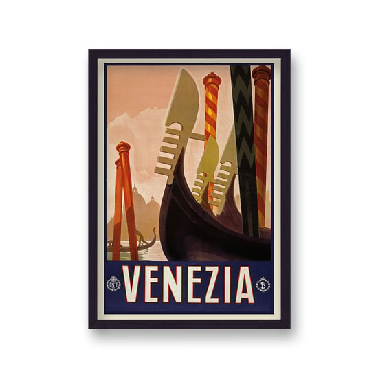 Vintage Travel Print Venezia without Border - Black Frame