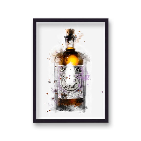Gin Graphic Splash Print New Monkey 47 Inspired - Black Frame