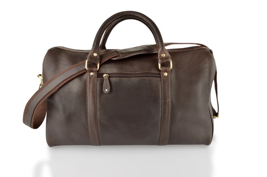 Woodland Leather Brown Medium Size Travel Holdall 20.0" Central Zip Adjustable Shoulder Strap
