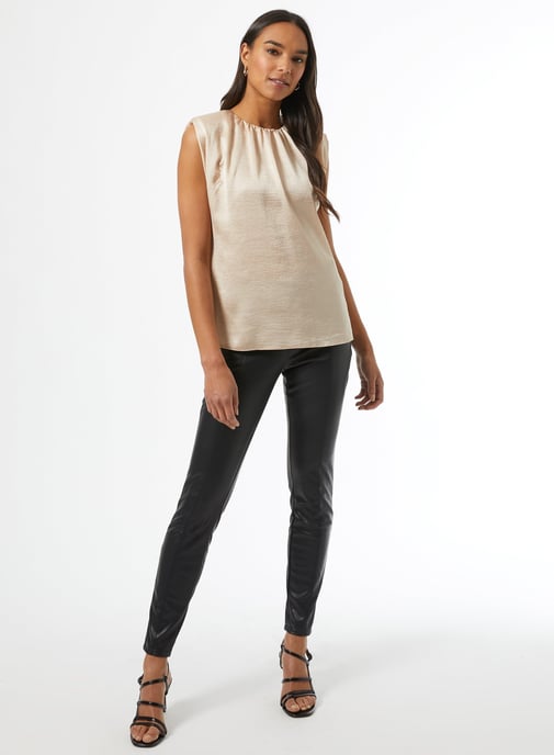 Dorothy Perkins Womens Champagne Shoulder Pad Blouse Sleeveless Party Top