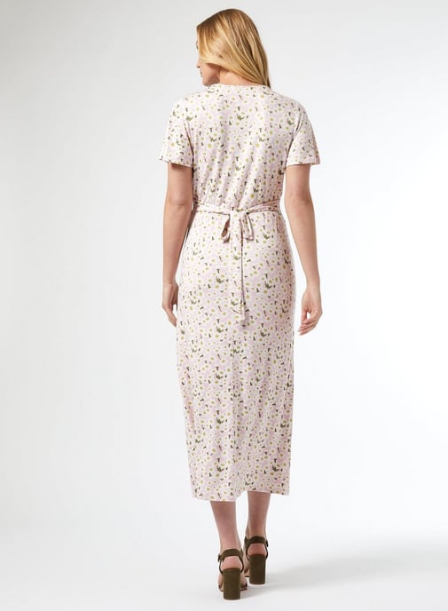 Dorothy Perkins Womens Tall Pink Floral Print Midi Jersey Dress Casual Summer